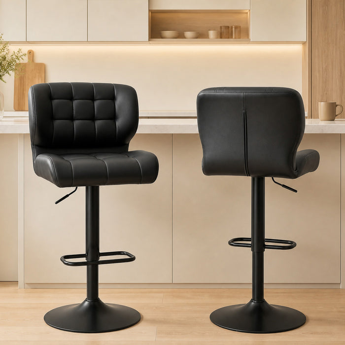 HOMCOM Adjustable Bar Stools Set of 2 with Footrest Back for Dining Room