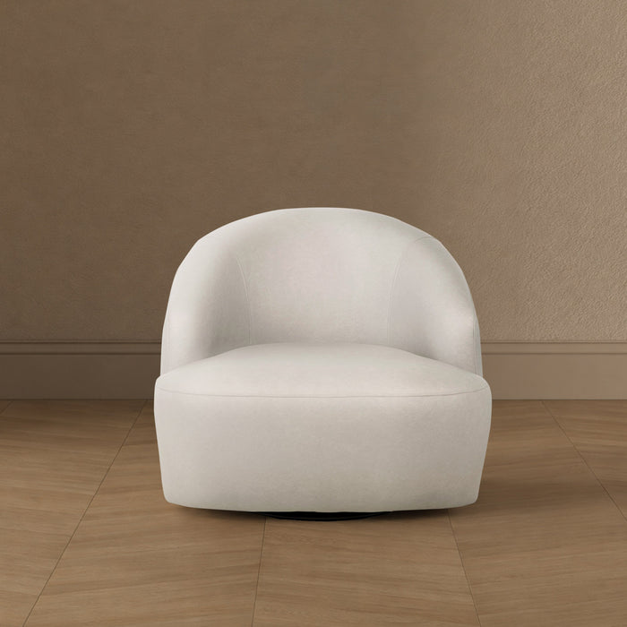 Lukas Contemporary Modern Upholstered Swivel Accent Chair in Cream