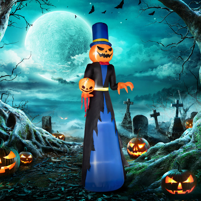Homcom 10ft Halloween Inflatable Pumpkin Head Reaper Outdoor Led Display