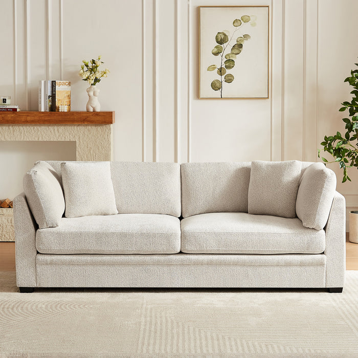 Flare Modern 83.5 Inch Flared Arms Sofa with High-Density Cushions, Beige