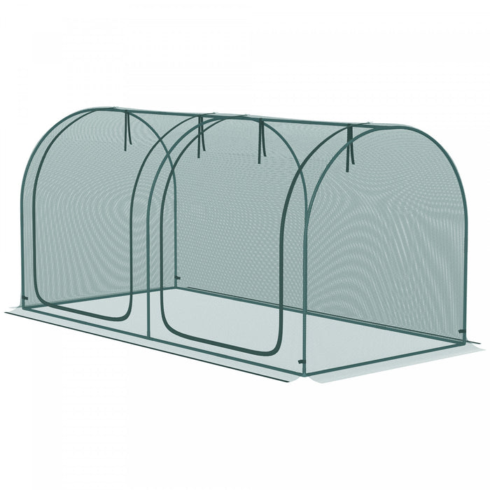 Outsunny 8 X 3ft Crop Cage With Two Zippered Doors Dark Green