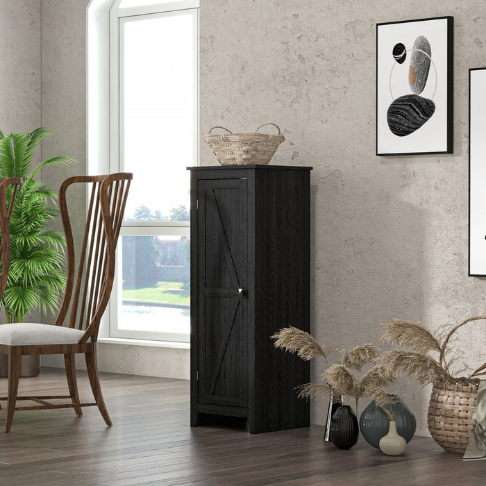 HOMCOM 48\" Kitchen Pantry, Storage Cabinet with Barn Door, Black