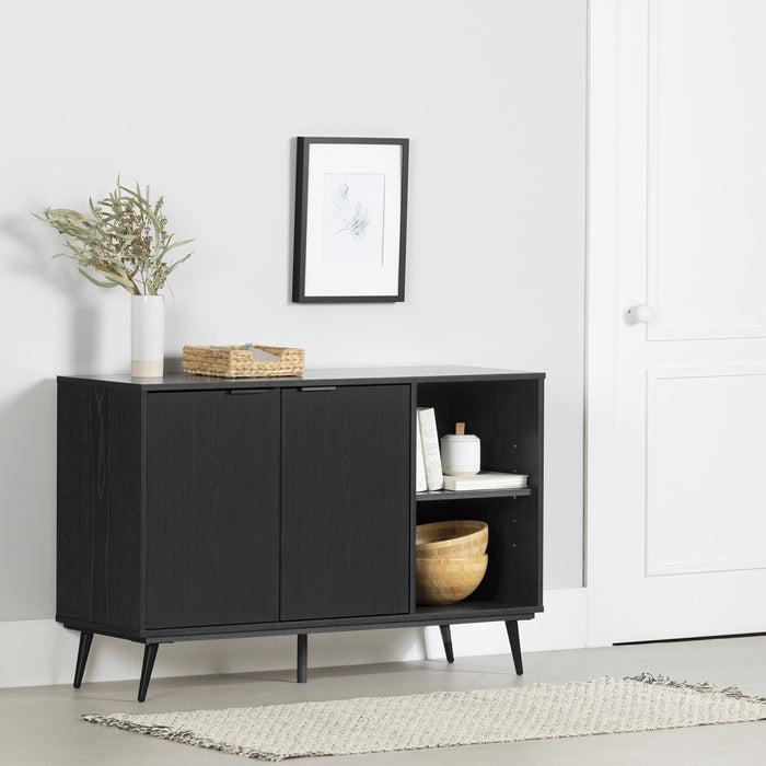 Mezzy 2-door Accent Cabinet With Open Storage - Black Oak 