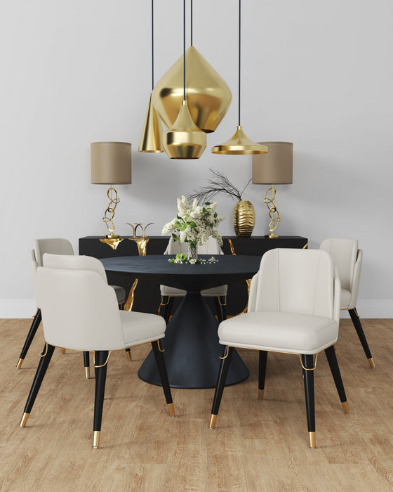 Estelle Modern Vegan Leather Wood Dining Chair in Cream - Set of 2