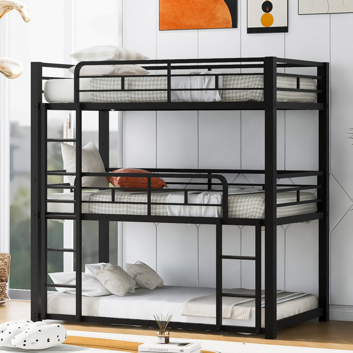Jenny Twin Triple Space-saving Metal Bed With 3 Sleeping Levels, Black
