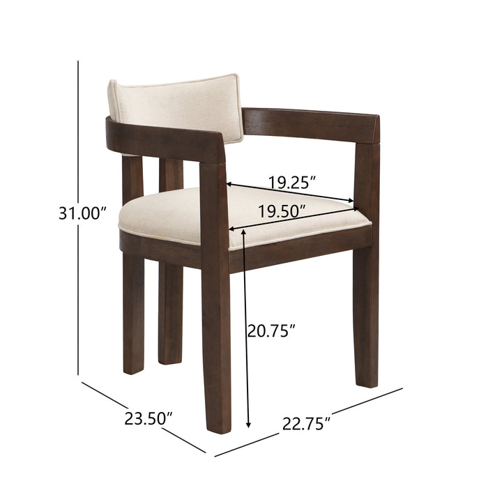 Evelyn Rubberwood Dining Chair with Armrests and Upholstery Seating Set of 2,Walnut