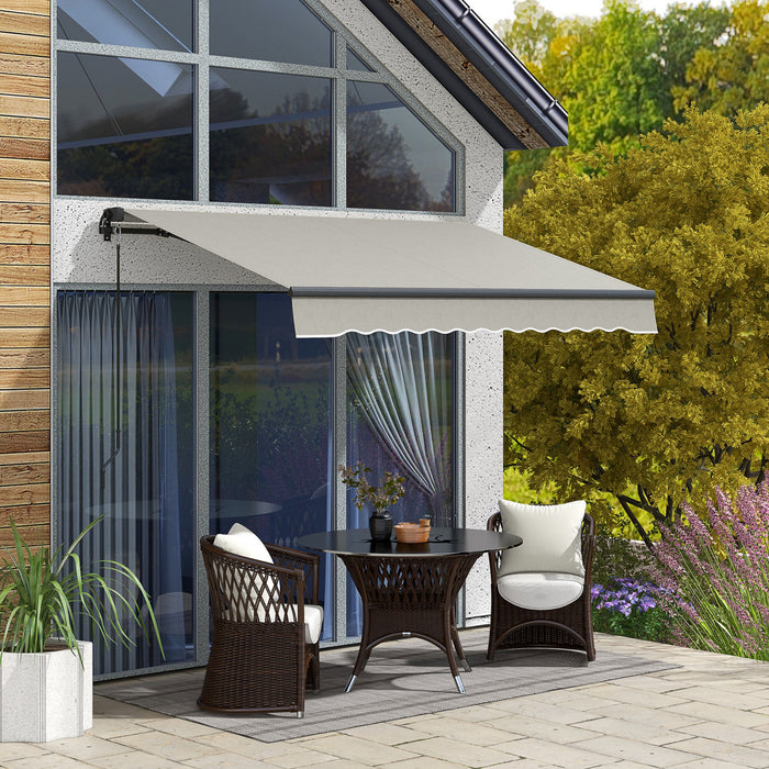 Outsunny 8' X 6.5' Patio Retractable Awning Sunshade Shelter, Light Grey