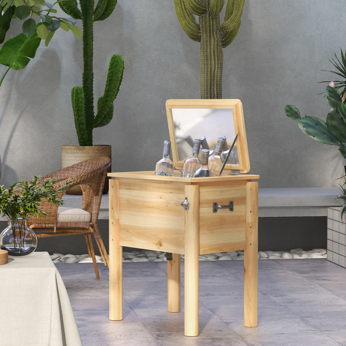 Outsunny 54-Qt Wooden Patio Cooler, Outdoor Cooler Table, Natural