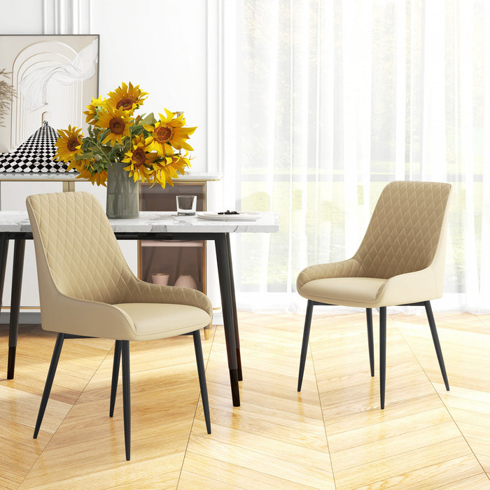 HOMCOM Dining Chairs Set of 2, PU Leather Kitchen Chairs with Steel Legs
