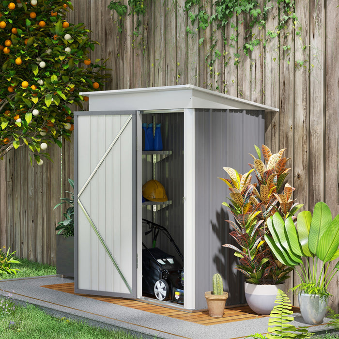 Outsunny 5x3 Ft Small Outdoor Storage Shed With Adjustable Shelf Grey
