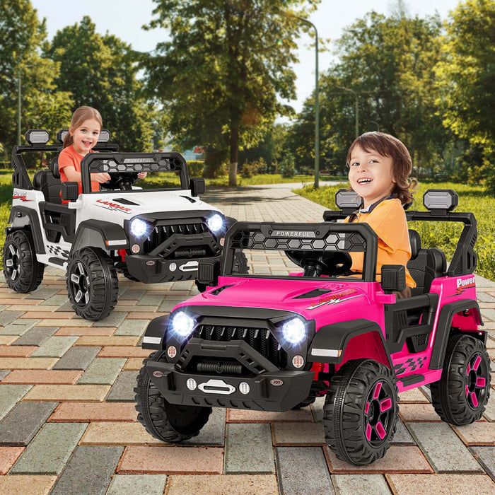 Costway 12v Kids Ride On Truck With 2*12v Motors Spring Suspension & Remote Control Pink
