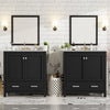 Madeline 60 Inch Double Sink Bathroom Vanity with Ceramic Basins and Smart Storage，Black | Madeline Meuble de salle de bain 60 pouces a double vasque en ceramique avec rangement intelligent, Noir