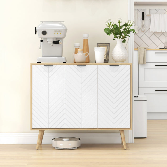 HOMCOM 36\" Sideboard, Buffet Cabinet with Adjustable Shelves, Natural