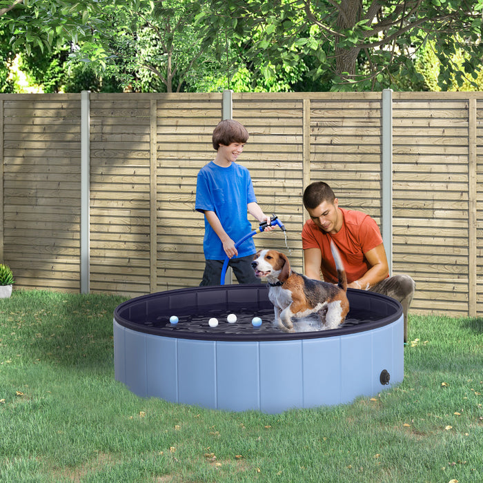 Pawhut Folding Dog Pool Portable Pet Kiddie Swimming Pool, Outdoor/indoor Puppy Bath Tub With Nonslip Bottom For Dogs & Cats, (Φ47\", Blue)