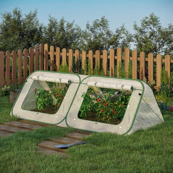 Outsunny 95\" X 47\" X 30\" Pop Up Mini Greenhouse With Roll Up Doors & Portable Zipper Bag For Plants Outdoor, Pe Cover