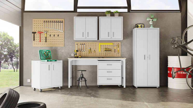 Fortress Modern 6-Piece Garage Set in White Garage Storage