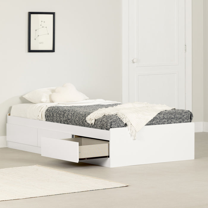 Vito Mate's Platform Storage Bed With 3 Drawers - Pure White 