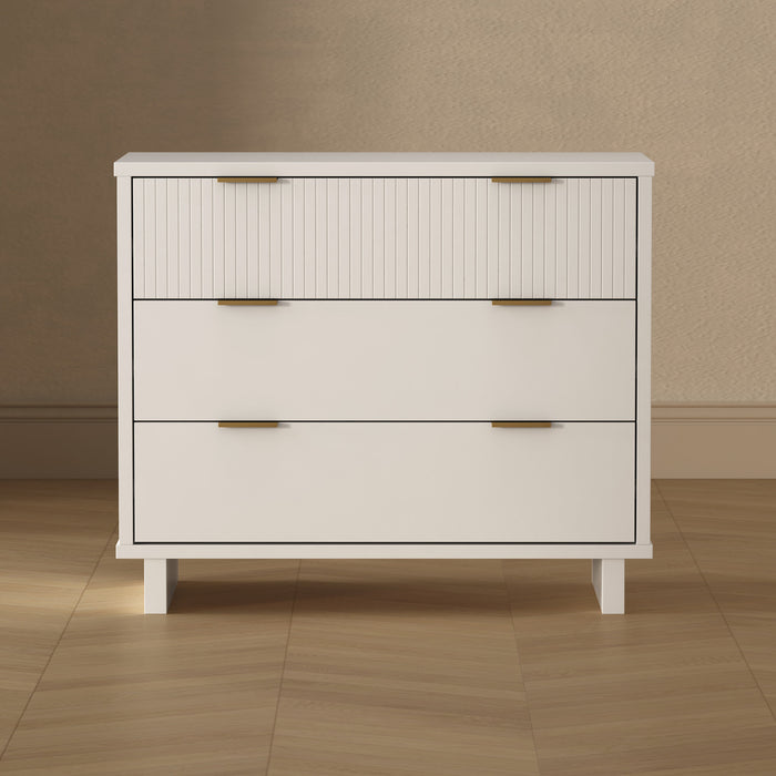 Elara Contemporary 38\" Solid Wood Dresser in White (3-Drawer)