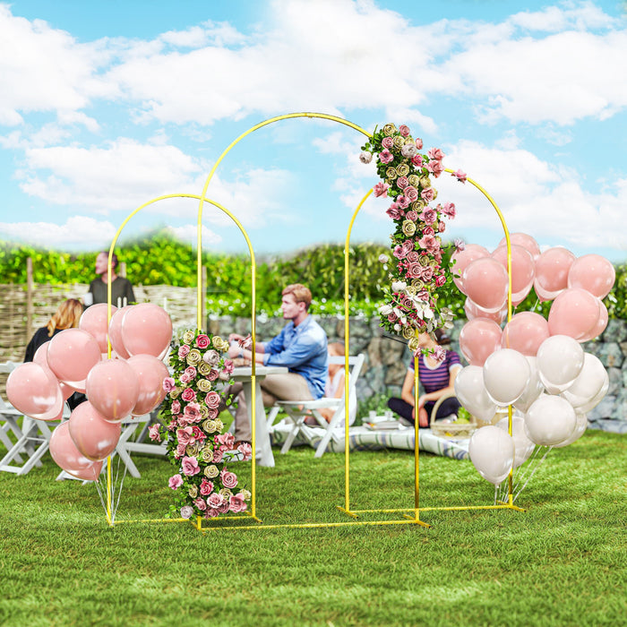 Outsunny 7/6.5/6 Ft Gold Wedding Arch Set Backdrop Stand For Birthday Party