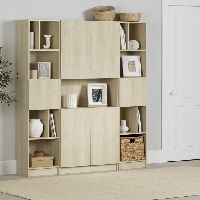 Liora Set Of Bookcase And 2 Narrow 5-shelf Bookcases - Bleached Oak 
