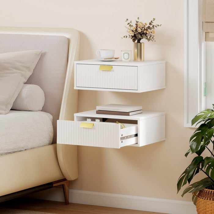 HOMCOM Floating Nightstands Set of 2, Bedside Tables White