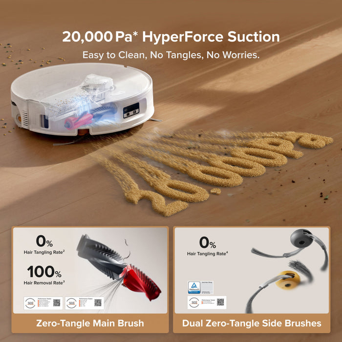 Roborock Qrevo Curv 2 Flow Robot Vacuum & Mop, SpiraFlow Self-Cleaning Roller, 20,000 Pa, Zero-Tangle Vacuum Large