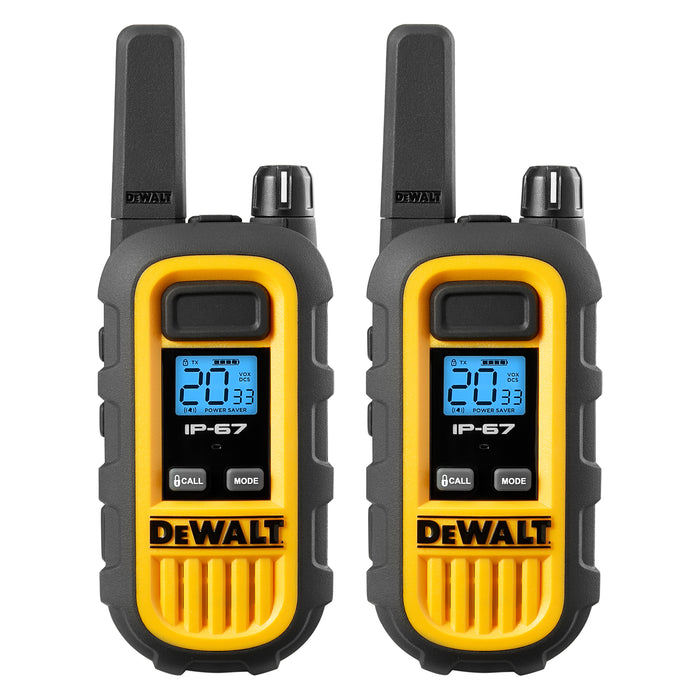 2 Dewalt DXFRS300 Work Site Walkie Talkies - 1 Watt, Heavy Duty, Long Range Indoor-Outdoor Two Way Radios + 22 Channel