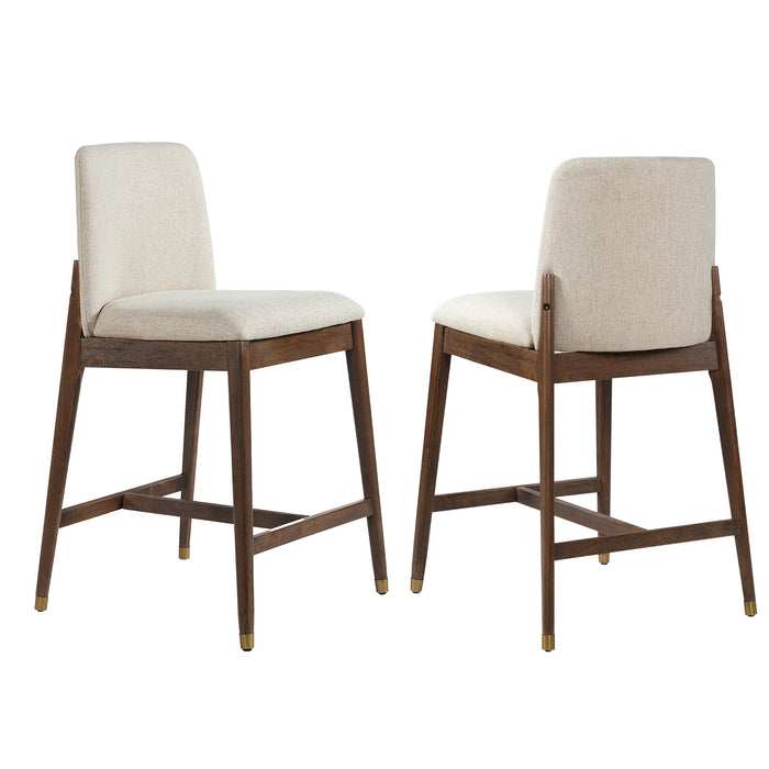 Clara Rubber Wood Bar Stool Set of 2,Walnut