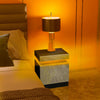 HOMCOM Nightstand, Side Table w/ LED Lights, for Bedroom Cement Grey