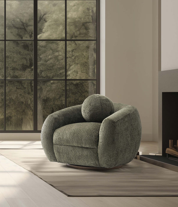 Tribeca Mid-Century Modern Chenille Lounge Chair in Olive Green