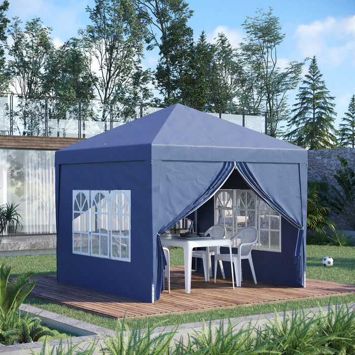Outsunny 10'x10' Outdoor Pop Up Party Tent Gazebo Canopy With Carrying Bag (blue)