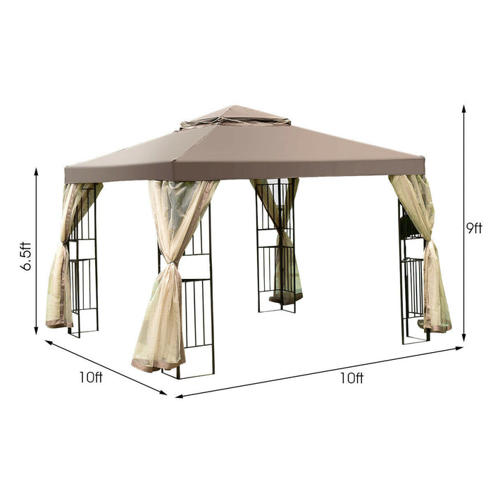 Costway Outdoor 10'x10' Gazebo Canopy Shelter Awning Tent Patio Screw-free Structure Garden