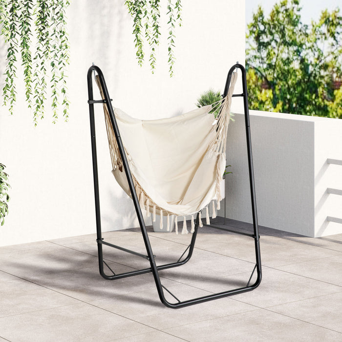 Outsunny Hammock Chair With Stand, Hammock Swing W/ Side Pocket, White