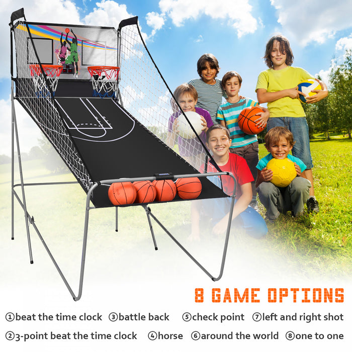 Costway Indoor Basketball Arcade Game Double Electronic Hoops Shot 2 Player W/ 4 Balls