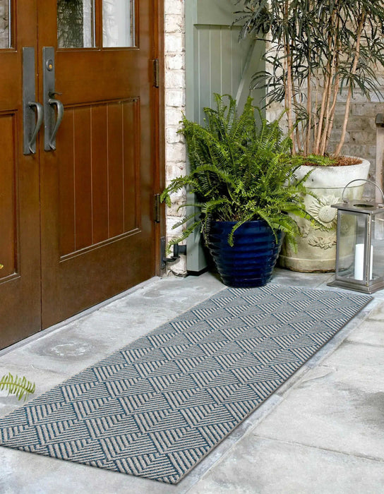Laura Contemporary 2'0\" x 10'0\" Runner Rug in Blue Indoor Area Rug