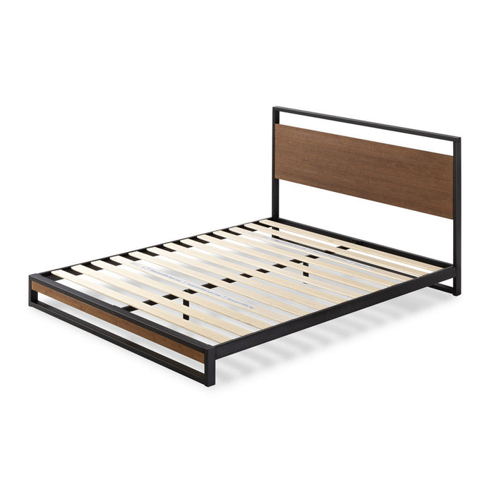 Suzanne Wood and Metal Platform Bed with Headboard - King Size