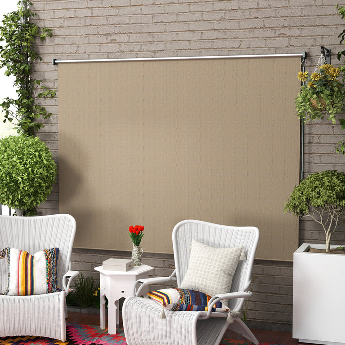 Outsunny Outdoor Roller Shade, 8' X 6' Patio Door Blinds, Beige