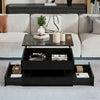 Oliver Lift-Top Coffee Table with LED Lighting and 2 Drawers,Black | Oliver table basse relevable – table avec eclairage LED et 2 tiroirs, noir