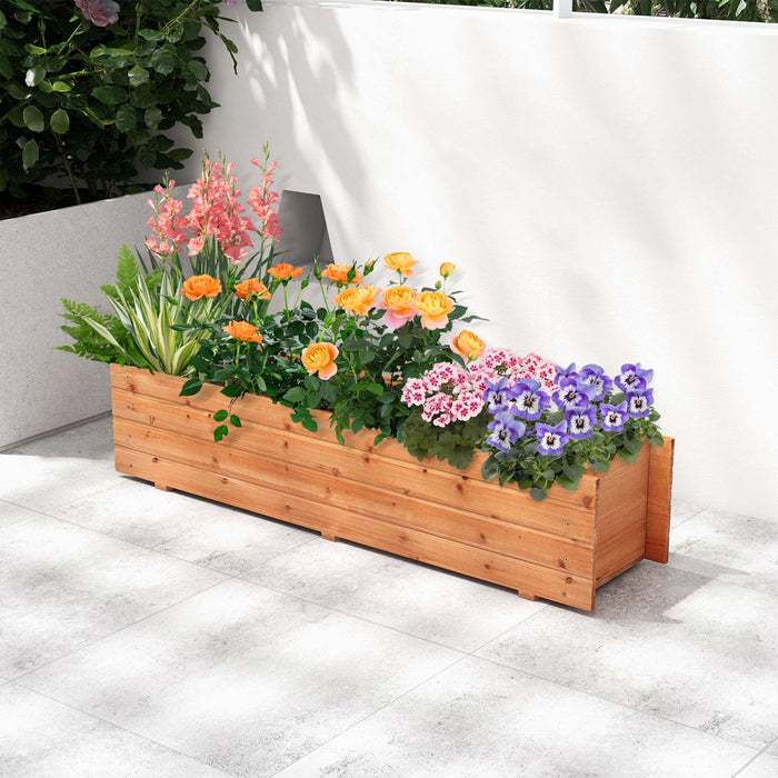 Costway Raised Garden Bed Wood Rectangular Planter Box With 2 Drainage Holes Outdoor