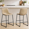HOMCOM Bar Stools Set of 2, Counter Height Barstools with Back, Beige