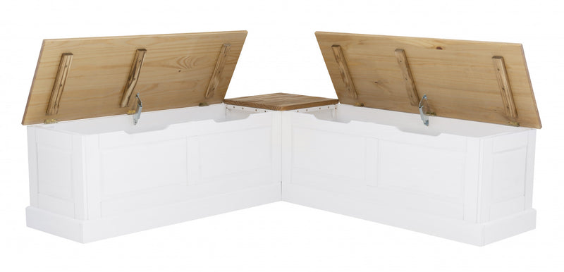 Tobin Backless Corner Nook Dining Bench - Natural and White