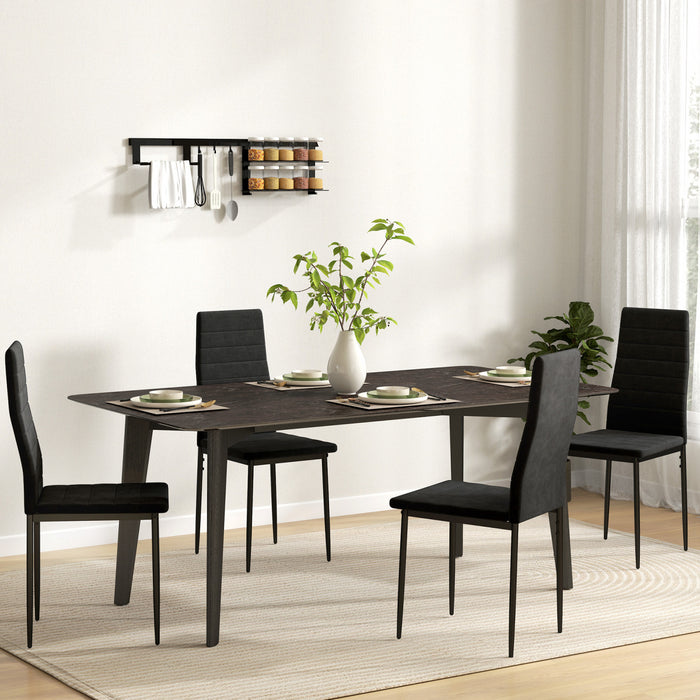 HOMCOM Dining Chairs, Set of 4, Upholstered Accent Chairs, Back, Black
