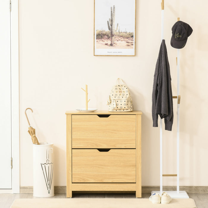 HOMCOM Narrow Shoe Cabinet for Entryway w/ 2 Flip Drawers Adjustable Shelf