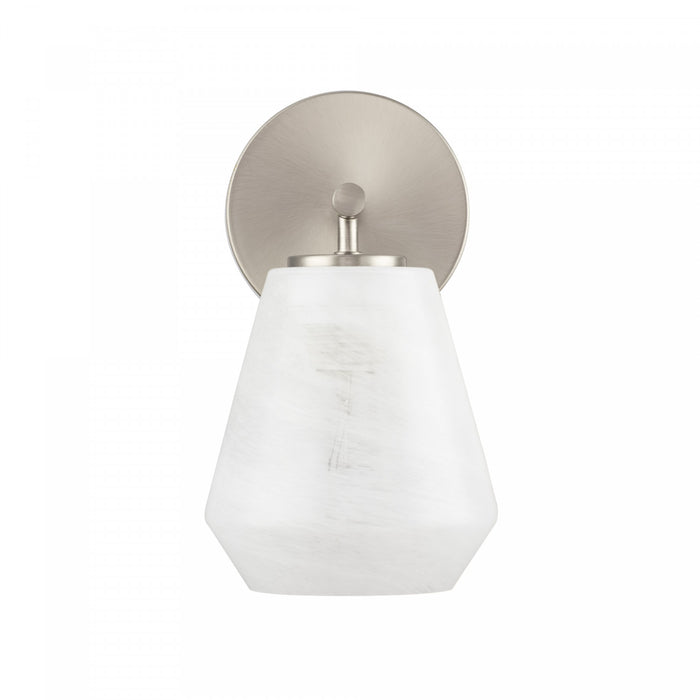 Brooke 1 Light Wall Sconce, Brushed Nickel With Wispy White Glassware