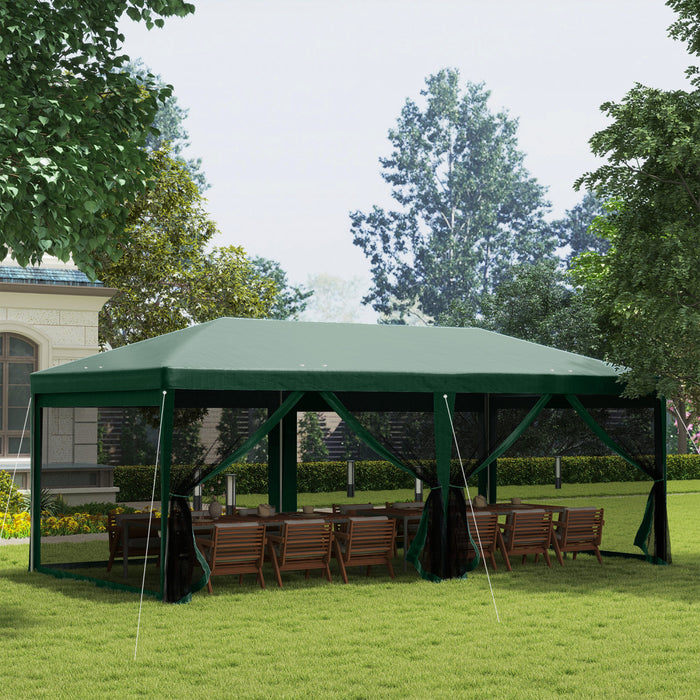Outsunny 10' x 20' Party Tent, Outdoor Canopy Garden Sun Shade, Green