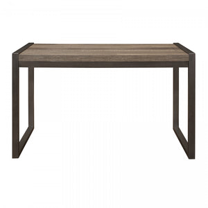 Bassett Writing Desk, Faux Wood & Gunmetal