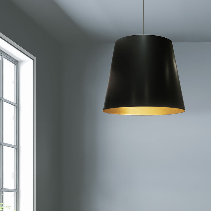 Dainolite Oversized Drum 1 Light Pendant Large Black/Gold Shade Lamp
