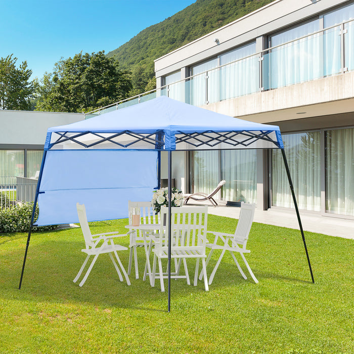 Outsunny 7' X 7' Garden Foldable Pop Up Gazebo Tent With Backpack & Adjustable Legs Outdoor Party Canopy, Blue & Black
