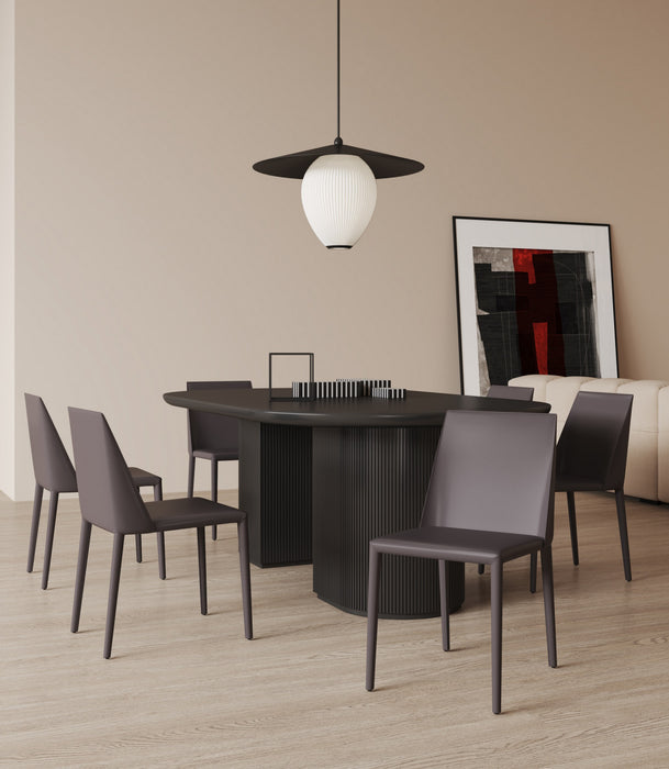 Paris Modern Vegan Leather Dining Chair in Gray - Set of 4