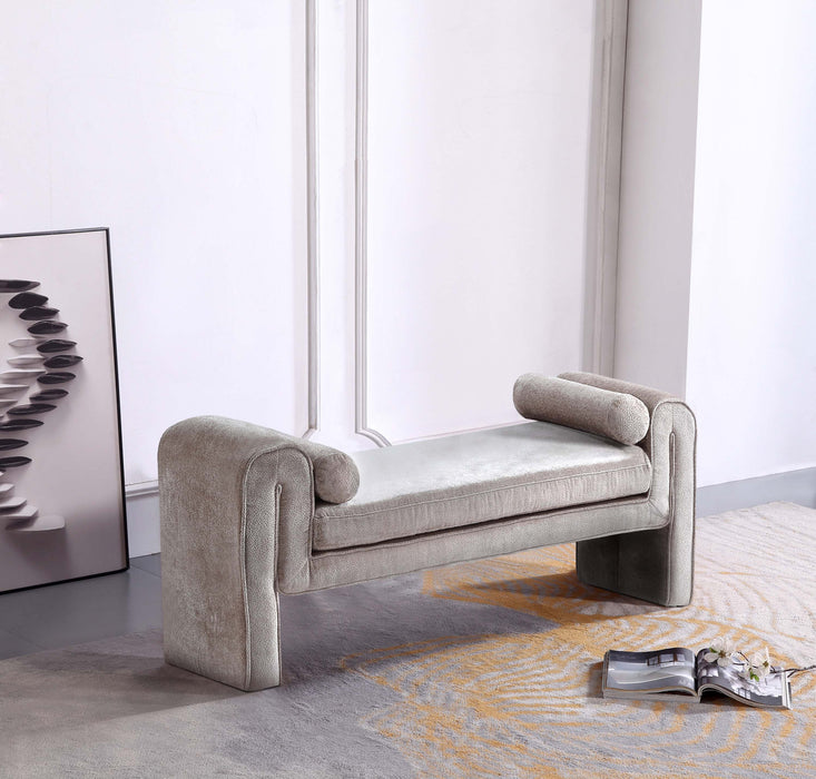 Concord Modern Glam Chenille Accent Bench in Dove